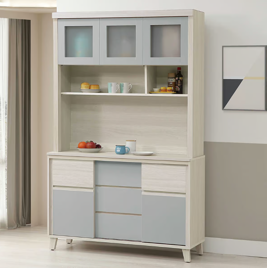 865-2海倫娜4尺推門餐櫃 上+下 (上座附1個電線孔) (下座附2片活動隔板)