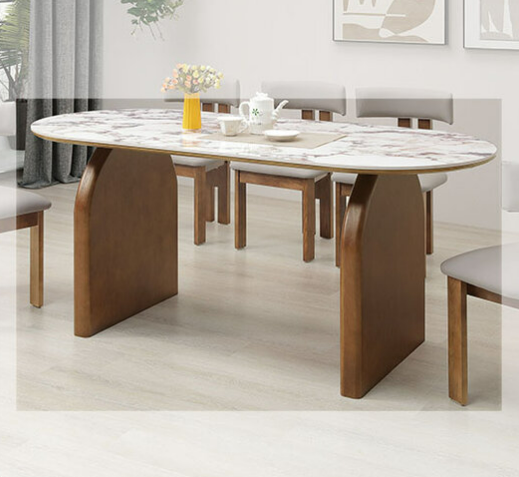 A521-04莉迪亞6尺胡桃岩板餐桌