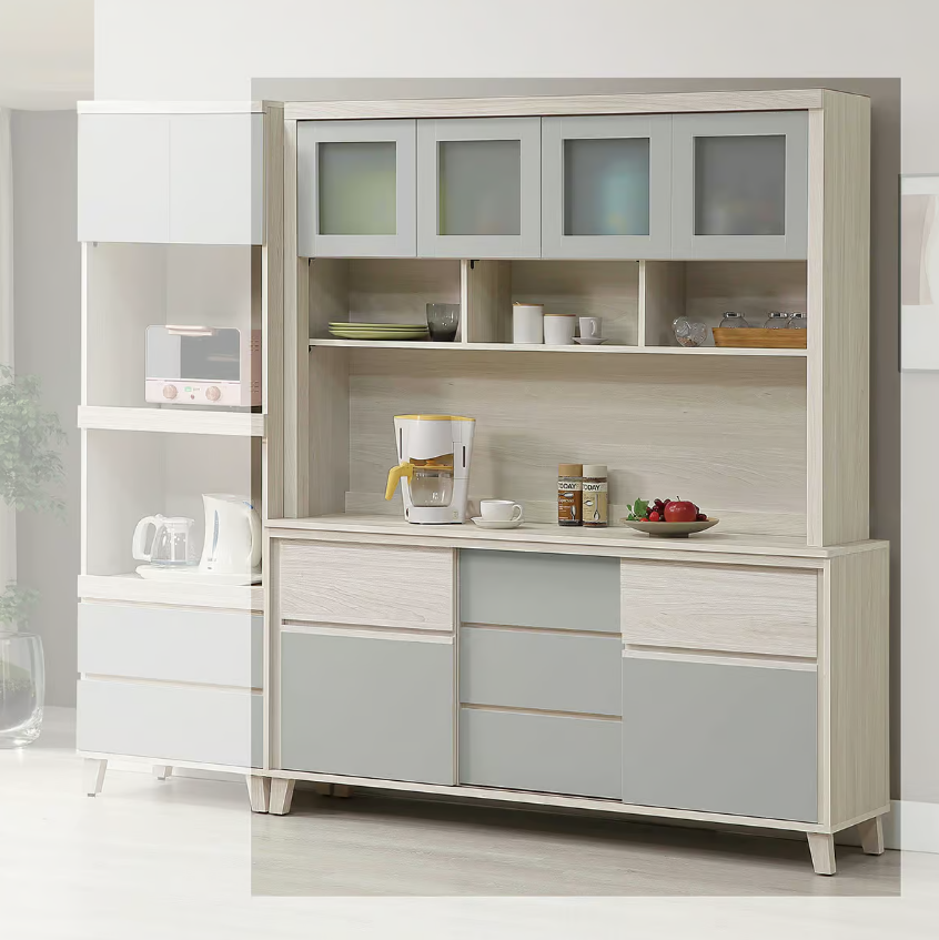 866-3海倫娜5.3尺推門餐櫃 上+下(上座附1個電線孔) (下座附2片活動隔板)