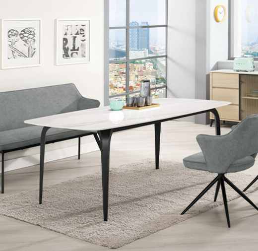 A1797-1 米蘭達6尺岩板餐桌 桌面12mm岩板⊙桌面四面弧度