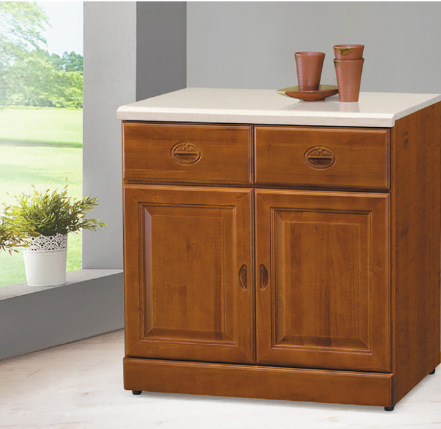 E351-1 樟木色2.7尺石面餐櫃 下座