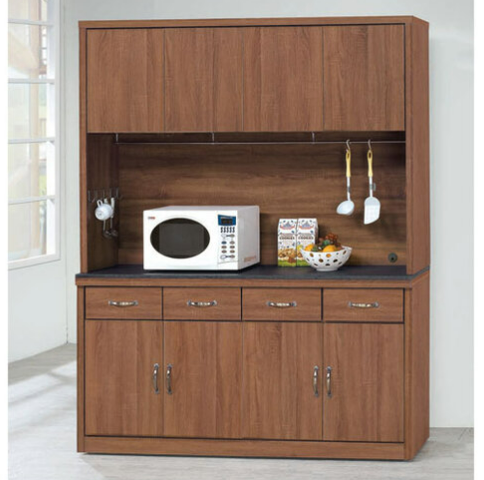 E352-8 柚木色工業風5.3尺餐櫃 全組/含岩板