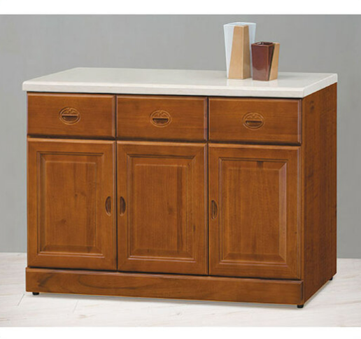 E351-2 樟木色4尺石面餐櫃 下座