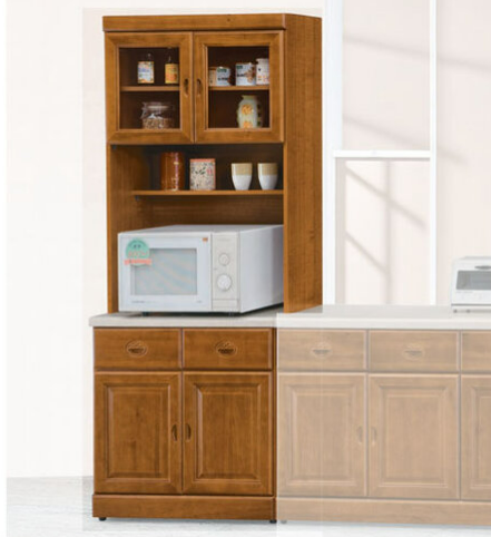 E351-3 樟木色2.7尺石面餐櫃 全組