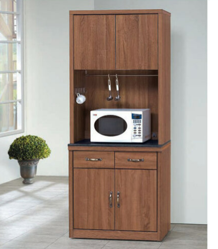 E352-6 柚木色古典工業風2.7尺餐櫃 全組/含岩板