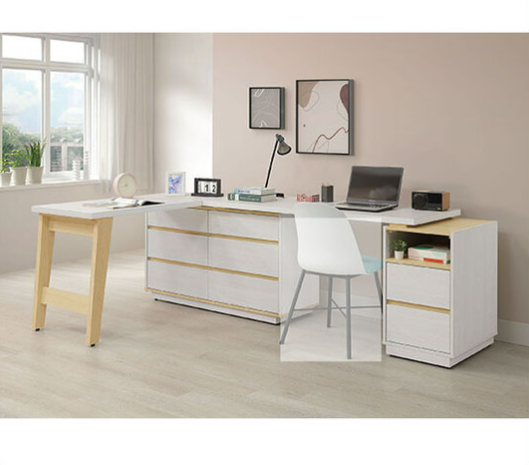 A559-02泰勒7*4尺L型功能桌組