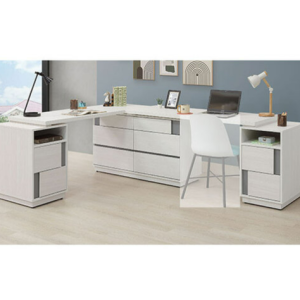 A562-01凱倫7*5尺L型功能桌組⊙可反向擺放