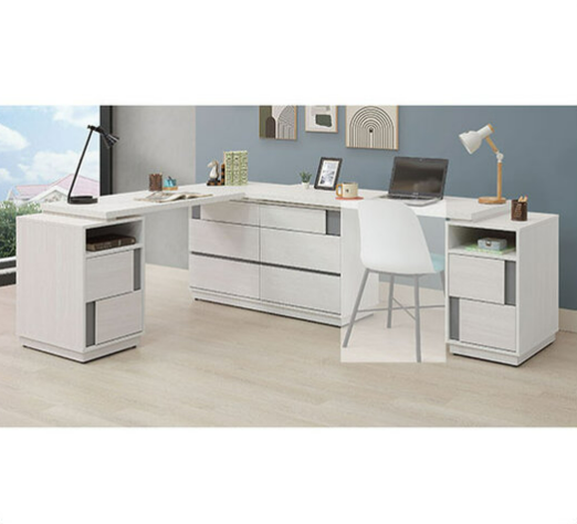 A562-01凱倫7*5尺L型功能桌組⊙可反向擺放