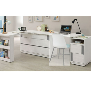 A562-02凱倫7*4尺L型功能桌組 ⊙可反向擺放