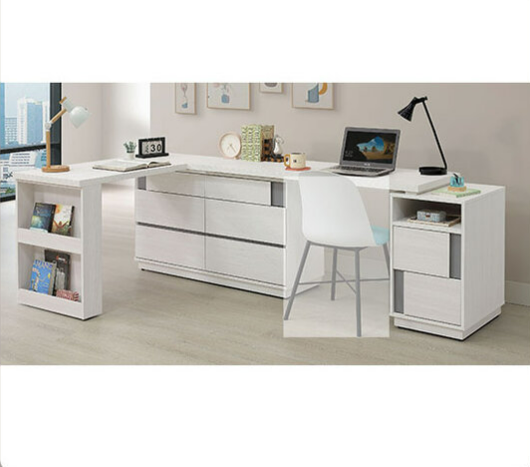 A562-02凱倫7*4尺L型功能桌組 ⊙可反向擺放