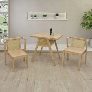 888-2和風仿藤編實木桌椅組 全組 (1桌2椅恕不拆賣) (椅(小):坐寬38坐深41.5坐高38cm) (椅(大):坐寬47坐深42坐高45.5cm)