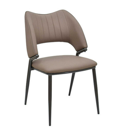 925-12蔚瑪咖啡色皮餐椅 坐寬45坐深47坐高46公分 材質說明 高密度泡棉+高級進口皮革、 防鏽烤漆棕灰色鐵腳、