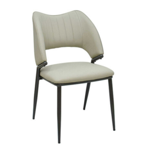 925-13蔚瑪米色皮餐椅坐寬45坐深47坐高46公分 材質說明 高密度泡棉+高級進口皮革、 防鏽烤漆棕灰色鐵腳、