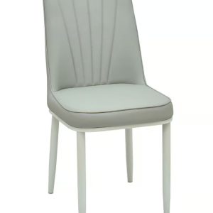 928-19迪福淺灰色貓抓皮餐椅 (坐寬42坐深40坐高47.5cm)     材質: 高密度泡棉+高級貓抓皮革+防鏽烤漆奶白色鐵腳 ( 貓抓皮：耐燃 . 易清潔 . 強韌耐抓 . 防霉抗菌 )