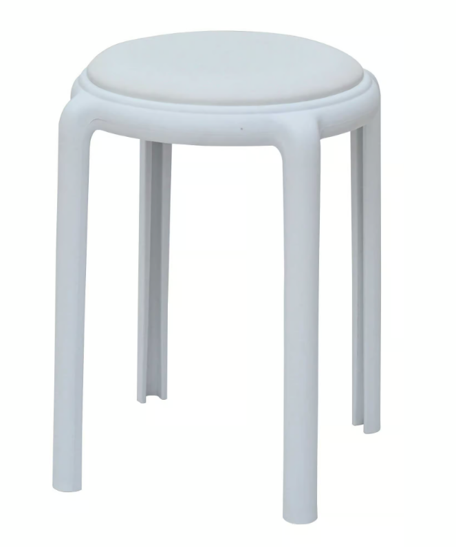 929-3策勒白色皮面圓椅凳 (不可疊放)