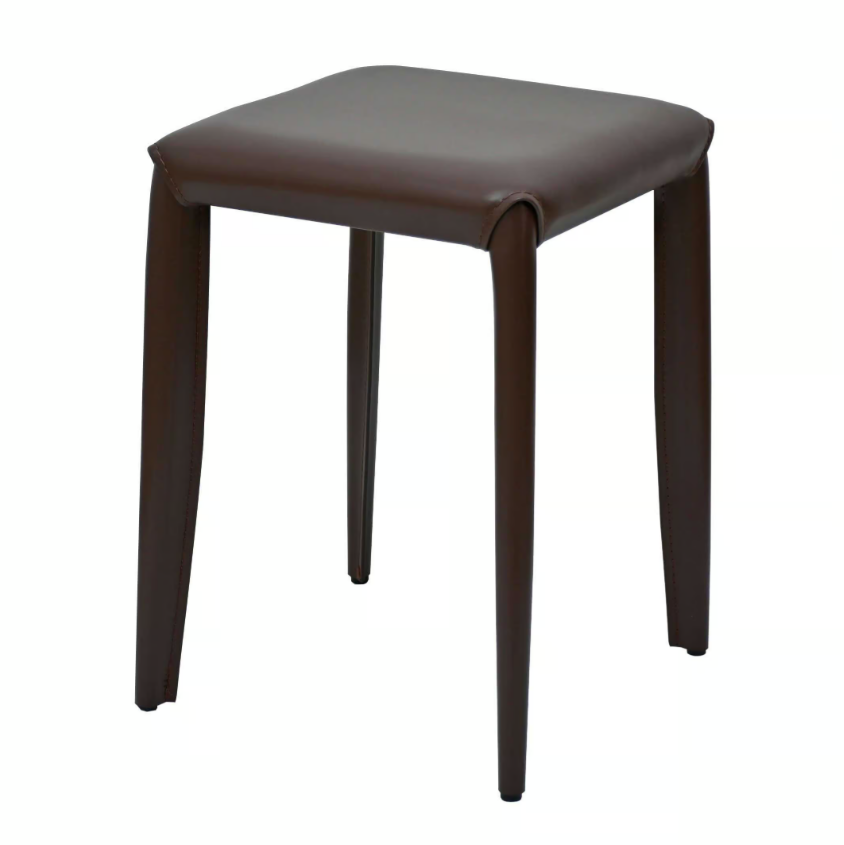 930-14馬鞍皮深咖啡色方椅凳(不可疊放)