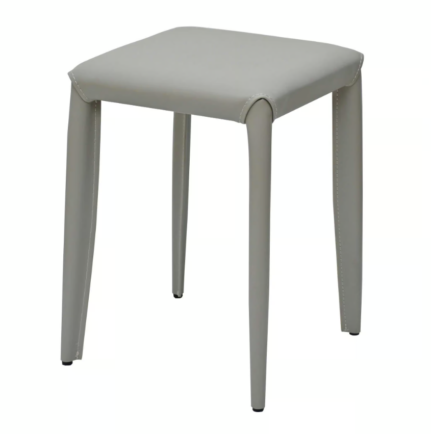 930-15馬鞍皮淺灰色方椅凳 (不可疊放)