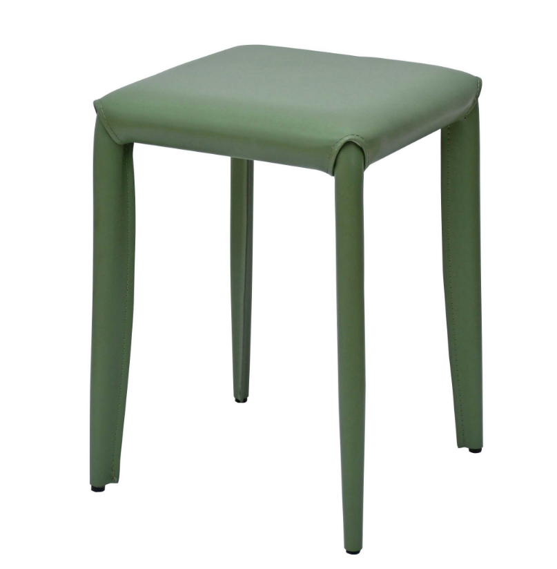 930-16馬鞍皮豆綠色方椅凳 (不可疊放)