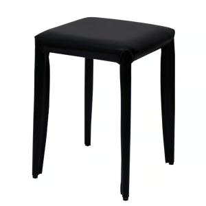 930-18馬鞍皮黑色方椅凳 (不可疊放)