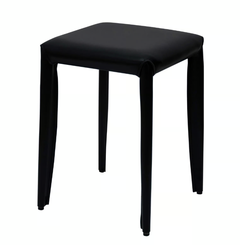 930-18馬鞍皮黑色方椅凳 (不可疊放)