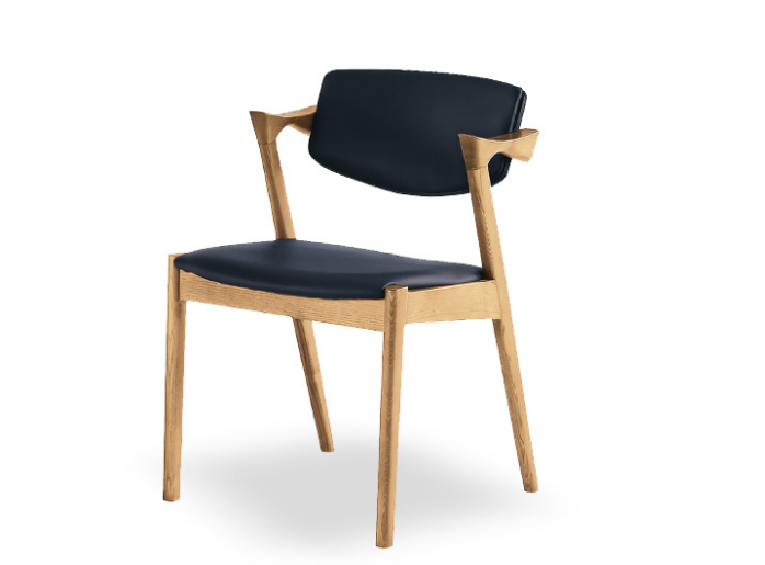 487-9 原木宮崎椅 黑皮墊