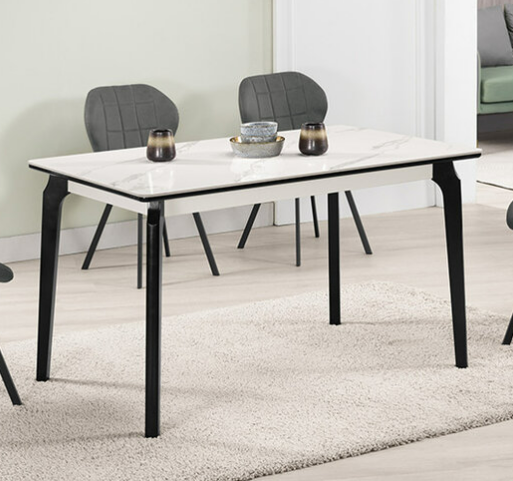 A1799-1 賽爾瑪4.3尺岩板餐桌 實木腳 桌面9mm岩板 前後弧度