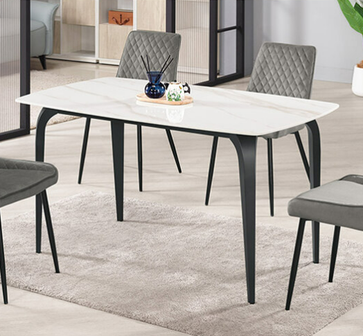 A1798-2 米蘭達4.7尺岩板餐桌 桌面12mm岩板 四面弧度