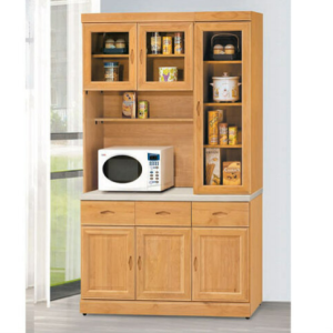 E354-1 正赤陽木4尺碗碟櫃 全組