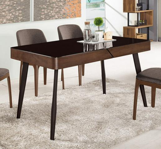 A1806-1 蓋文4.5尺玻璃餐桌 桌面5mm強化烤漆玻璃