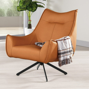 A1380-1 依爾丹休閒椅 橘色皮 坐高43公分 ⊙可360度旋轉、