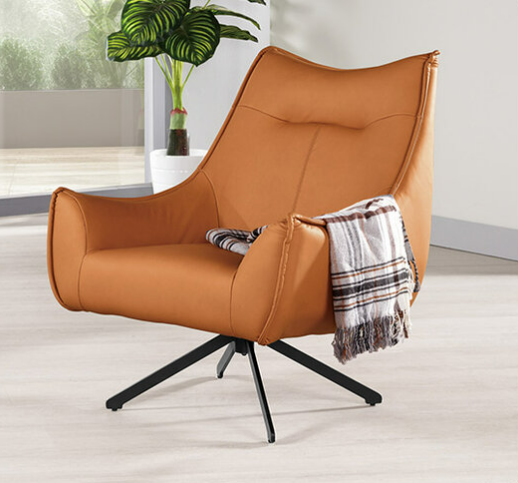 A1380-1 依爾丹休閒椅 橘色皮 坐高43公分 ⊙可360度旋轉、