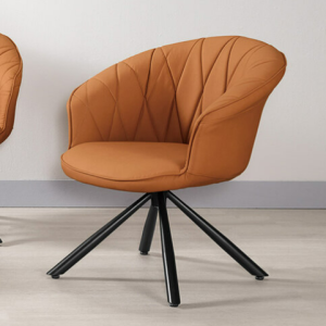 A1382-1 菲勒利休閒椅 橘色皮 坐高44.5公分  ⊙可360度旋轉、