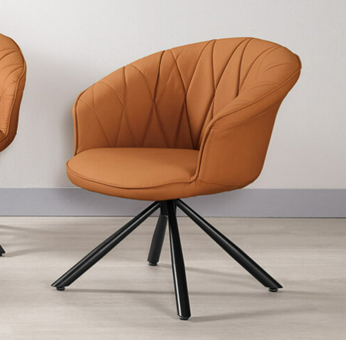 A1382-1 菲勒利休閒椅 橘色皮 坐高44.5公分  ⊙可360度旋轉、