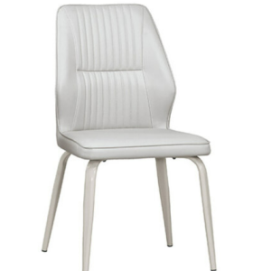 A1873-12 亞歷餐椅 淺灰色皮 五金腳 坐高46公分