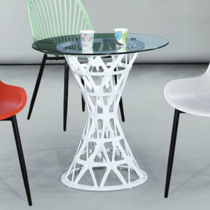 C465-5 Y020休閒桌 白腳清玻