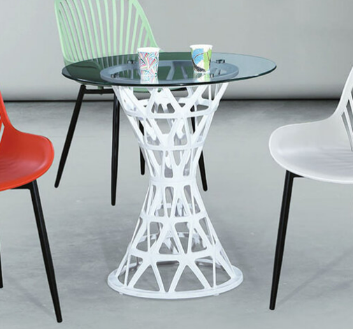 C465-5 Y020休閒桌 白腳清玻