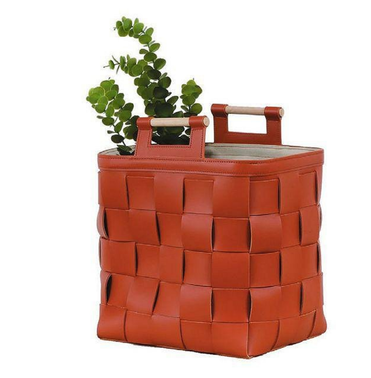 C494-14 6286把手收納籃 橙 藝品裝飾 /不含花草