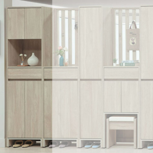 C498-1 依夏淺橡2*6.5尺中空高鞋櫃