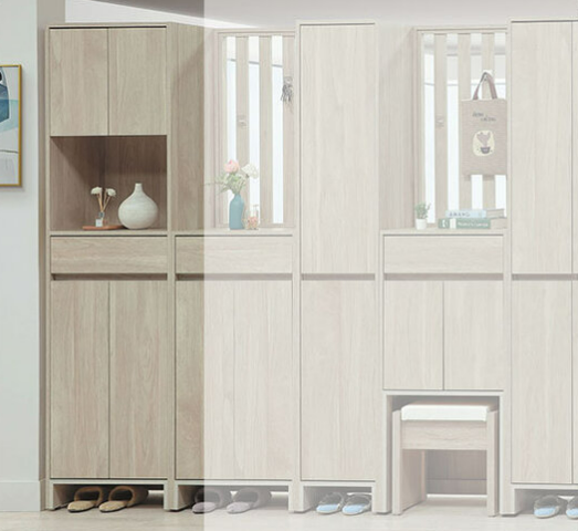 C498-1 依夏淺橡2*6.5尺中空高鞋櫃