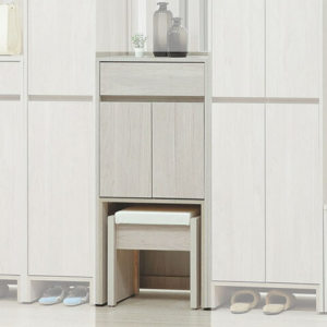 C498-12 依夏淺白2尺椅式鞋櫃  ⊙附活動隔板一片