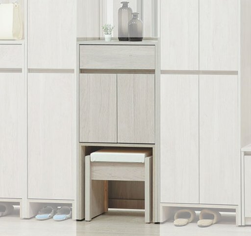 C498-12 依夏淺白2尺椅式鞋櫃  ⊙附活動隔板一片