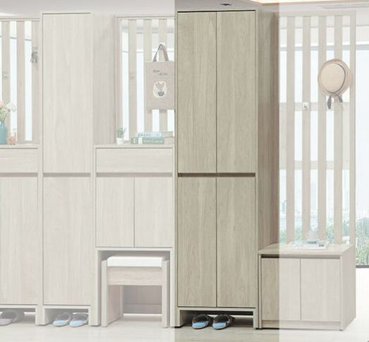 C498-6 依夏淺橡2*6.5尺四門高鞋櫃 ⊙附活動隔板七片