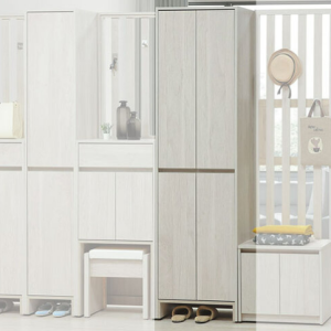 C498-14 依夏淺白2*6.5尺四門高鞋櫃 ⊙附活動隔板七片