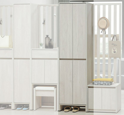 C498-14 依夏淺白2*6.5尺四門高鞋櫃 ⊙附活動隔板七片