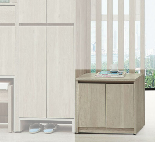 C498-8 依夏淺橡2尺坐鞋櫃 ⊙附活動隔板一片