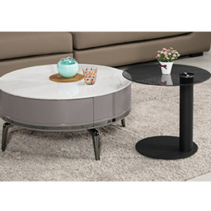 A1402-2 保羅組合岩板茶几 全組 ⊙大桌面9mm岩板、 ⊙小桌面6mm黑色強化玻璃、 ⊙抽屜單邊使用