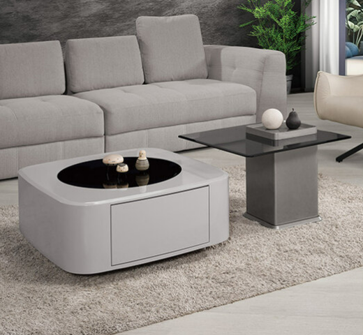 A1404-1 柏塞爾組合玻璃茶几 全組 ⊙大桌面9mm黑色強化玻璃、 ⊙小桌面5mm強化玻璃、 ⊙抽屜雙邊造型.雙邊使用