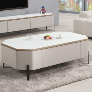 A1410-2 邁克爾4.3尺玻璃大茶几 ⊙桌面5mm強化玻璃、 ⊙抽屜雙邊造型.雙邊使用