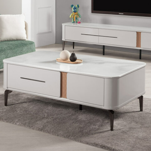 A1416-1 卡米洛4.3尺玻璃大茶几 ⊙雙邊造型.雙邊使用、 ⊙桌面4mm強化玻璃