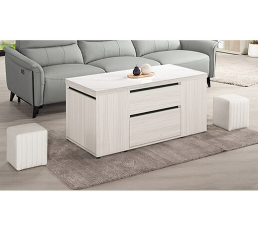 A1425-1 丹尼斯4*4岩板多功能大茶几 ⊙附輔助椅2張、 ⊙活動隔板1片、 ⊙油壓升降五金